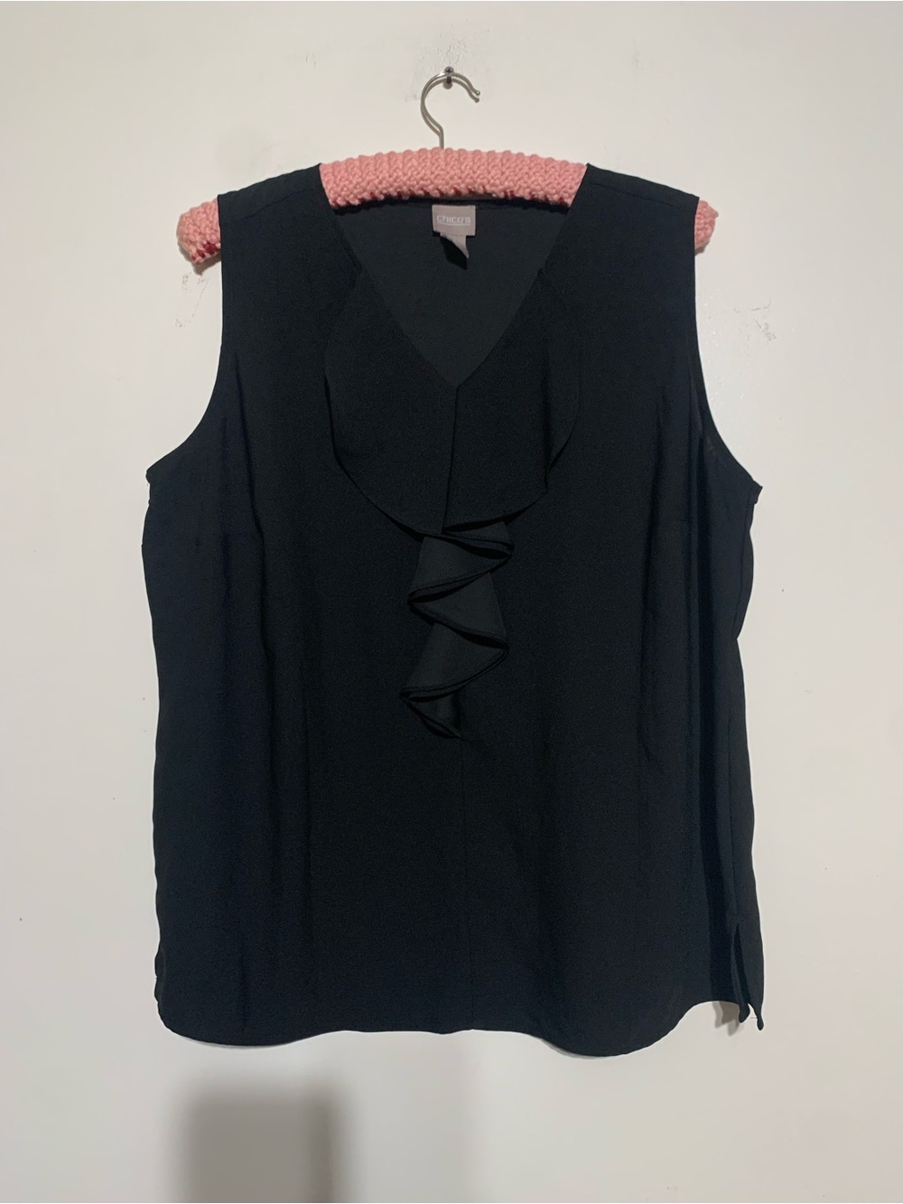 Chico’s Black Ruffle V-Neck Sleeveless Camisole